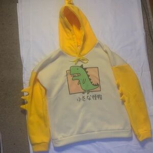 T-Rex dinosaur designed long sleeve hoodie or pull over, with tie strings